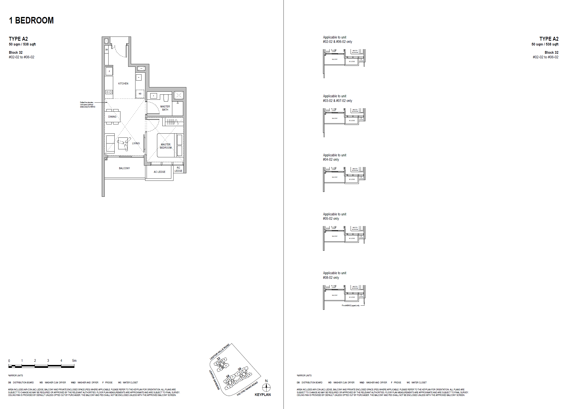Floor plan, Lentoria. Type A2, 538 sq ft. Unit #04-02 at $1,288,000.