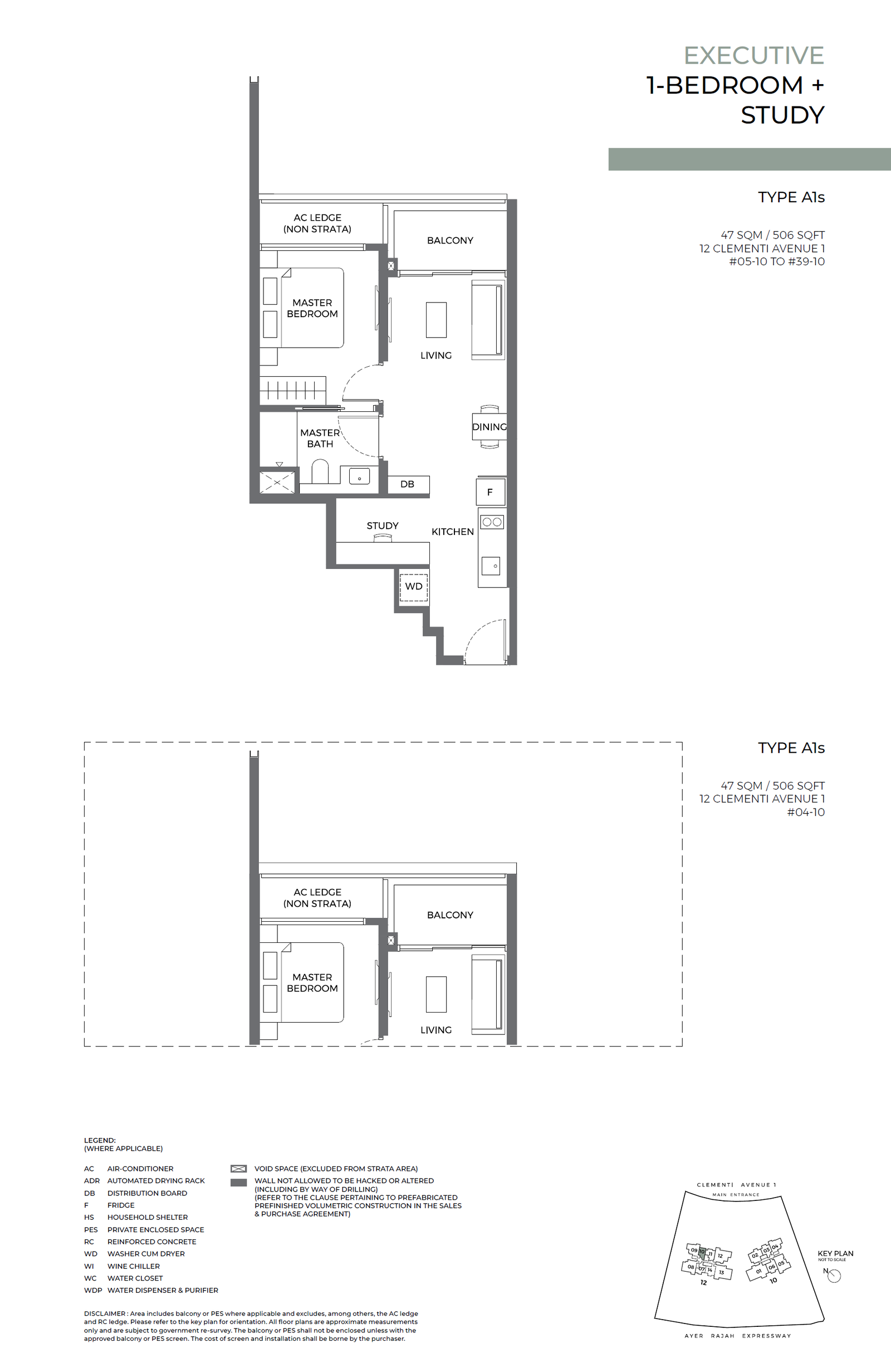 Floor plan, ELTA. Type A1s, 506 sq ft. Unit #34-10 at $1,404,000.