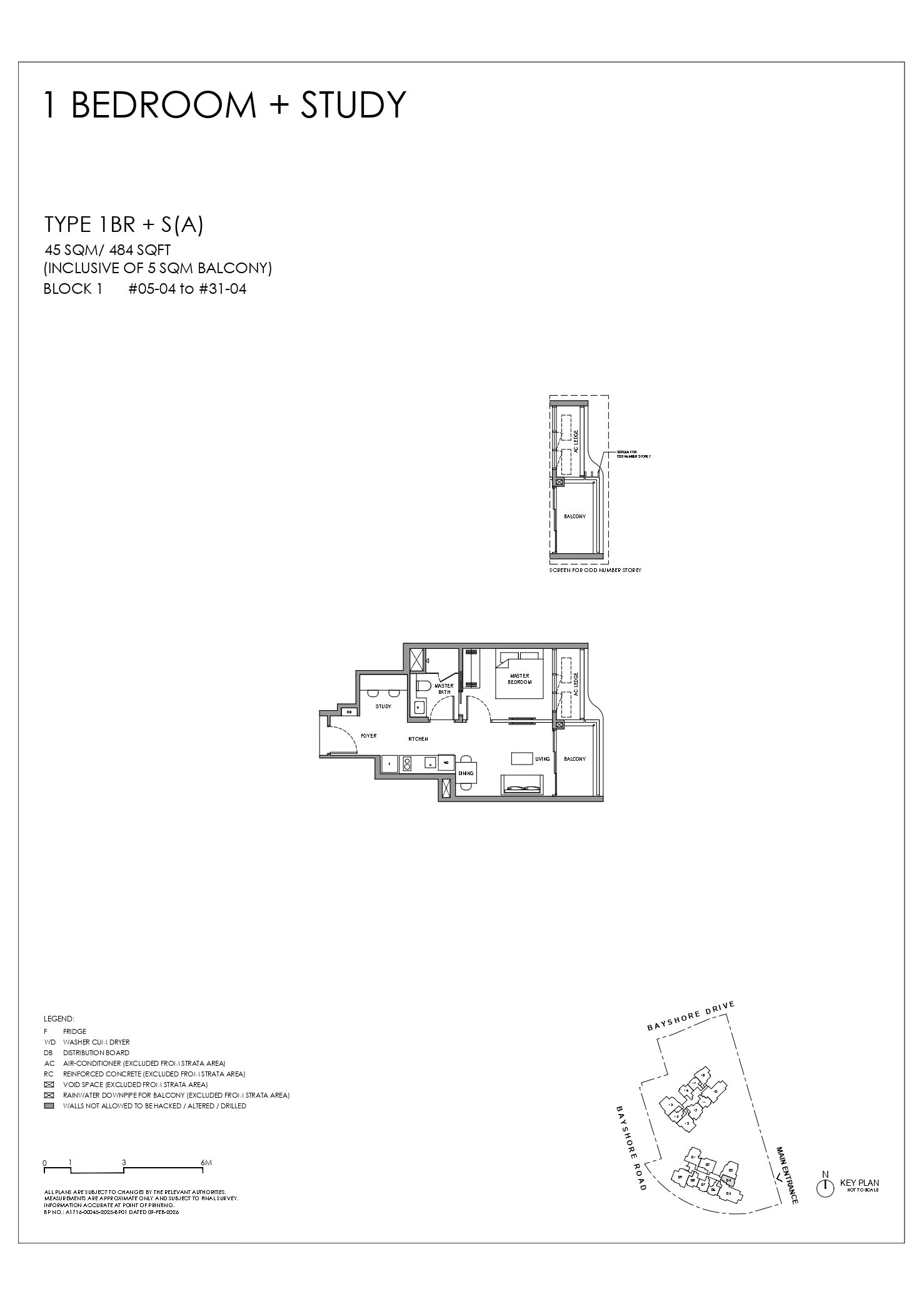 Floor plan, Vela Bay. Type 1BR + S(A), 484 sq ft. Unit #23-04 at $1,466,000.