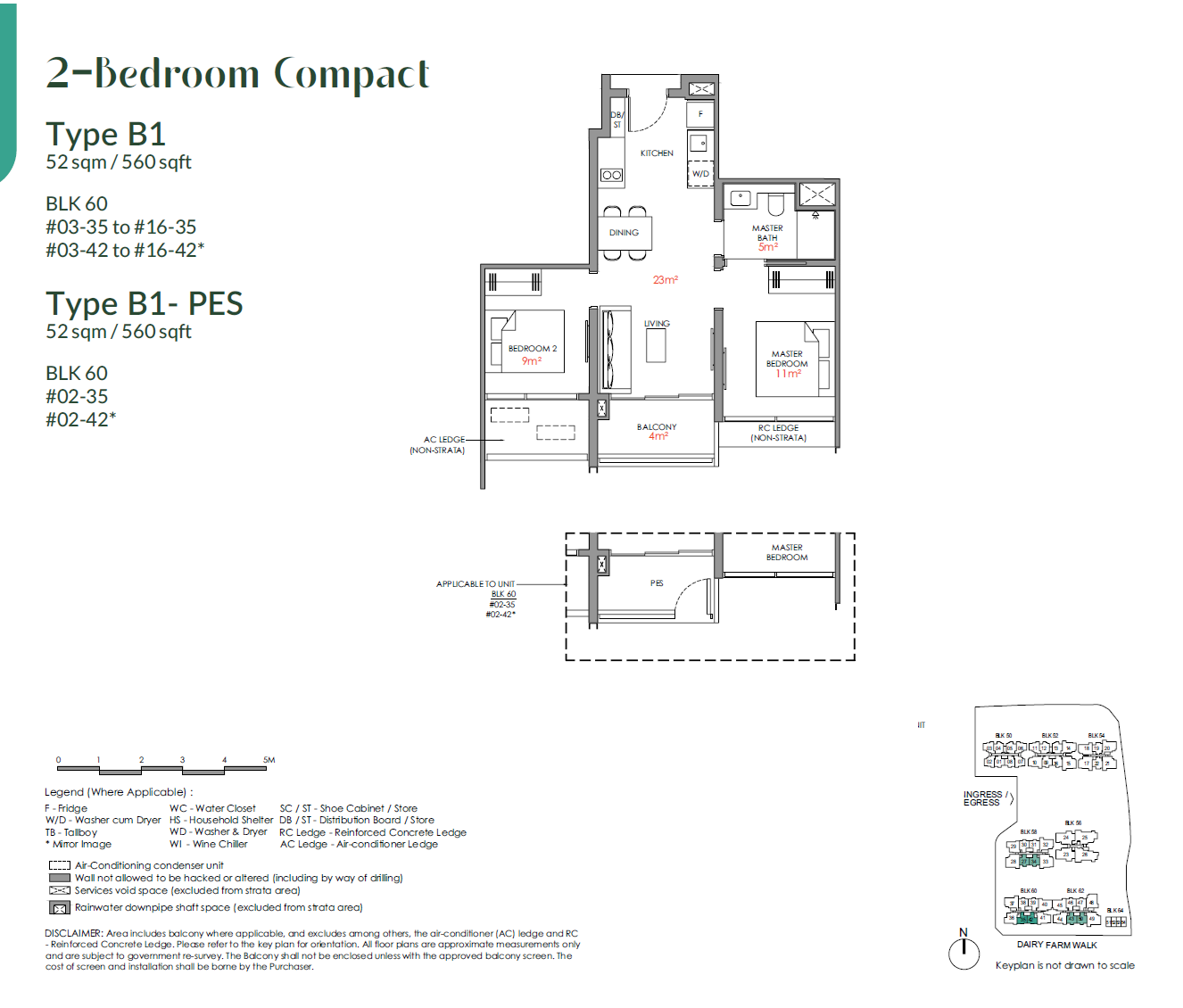 Floor plan, Narra Residences. Type B1, 560 sq ft. Unit #14-42 at $1,339,000.