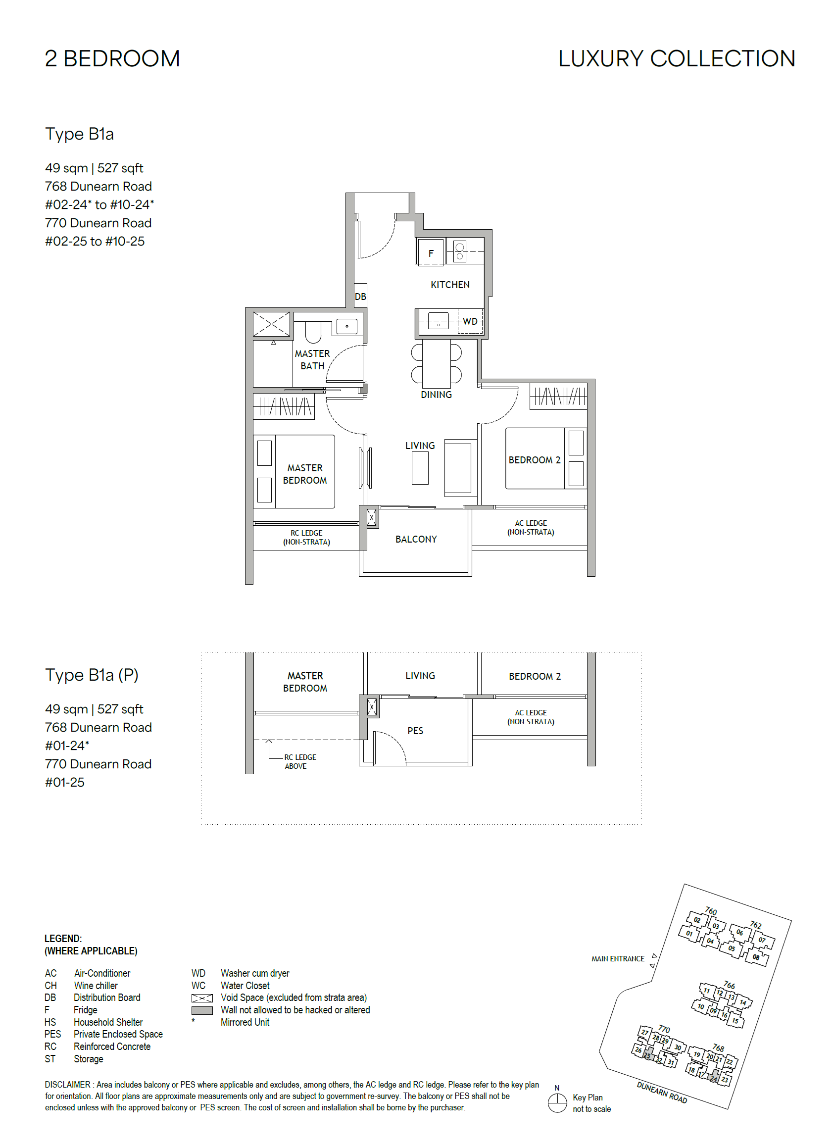 Floor plan, Dunearn House. Type B1a, 527 sq ft. Unit #02-24 at $1,505,000.