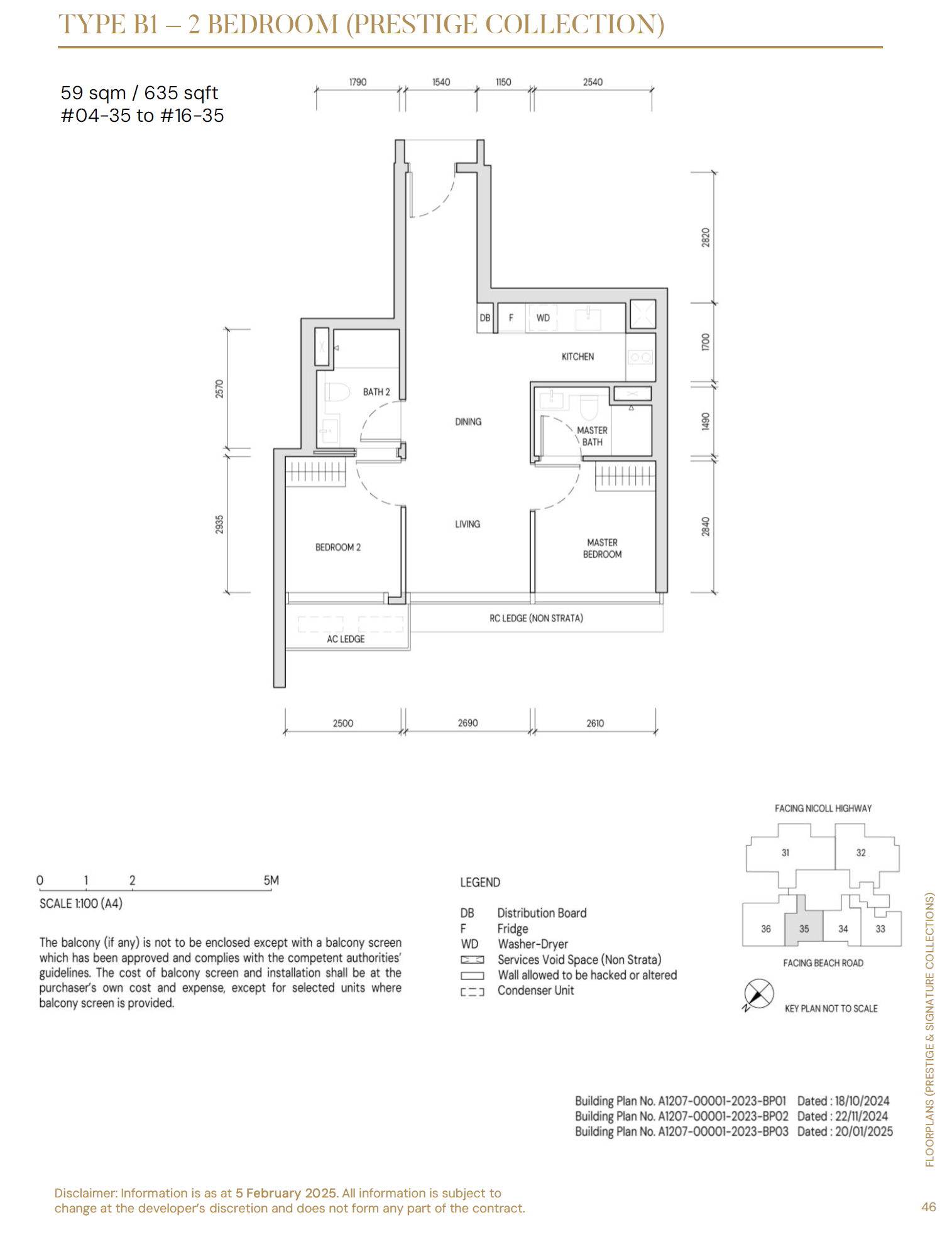 Floor plan, Aurea. Type B1, 635 sq ft. Unit #04-35 at $1,787,900.