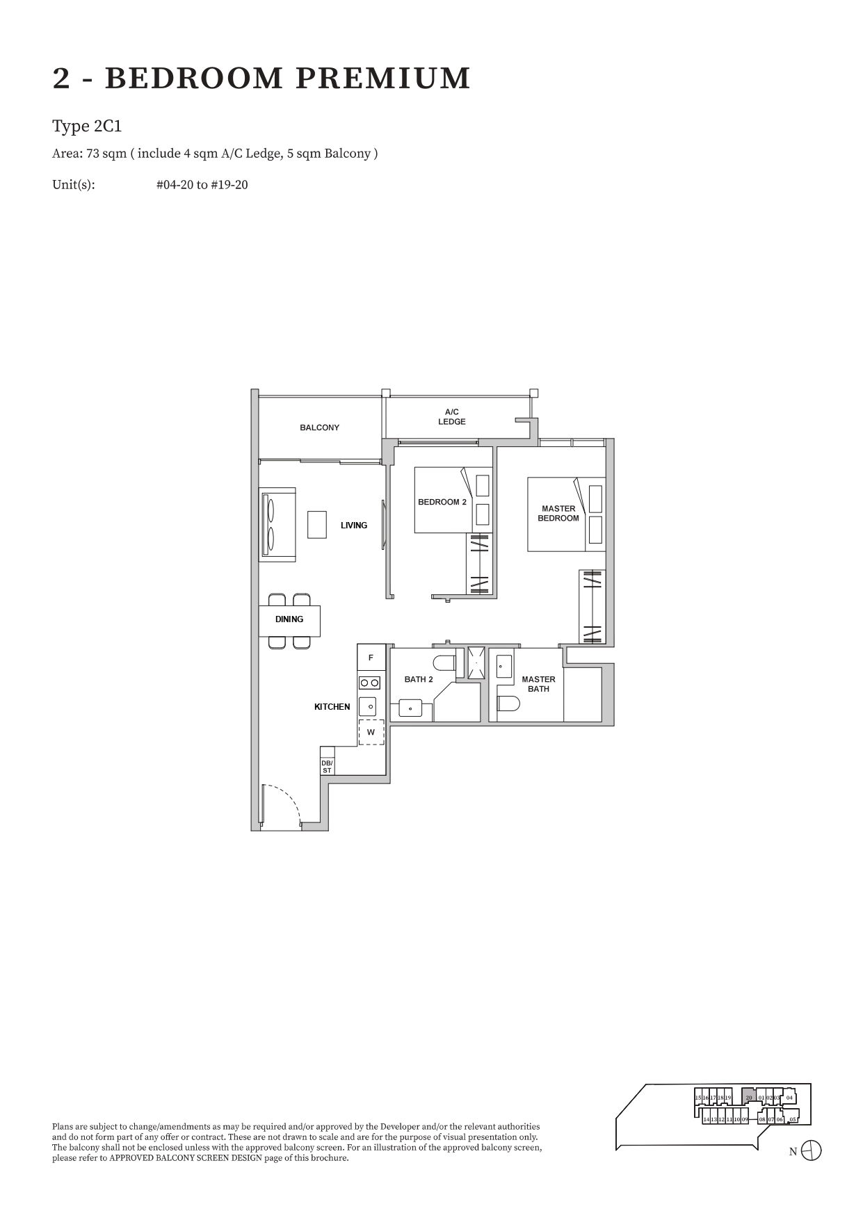 Floor plan, TMW Maxwell. Type 2C1, 786 sq ft. Unit #04-20 at $2,227,000.