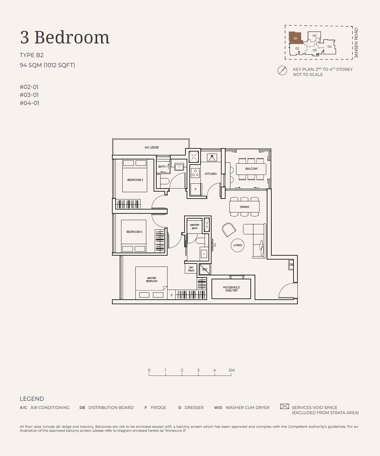 Floor plan, Jansen House. Type B2, 94 sqm / 1,012 sq ft. Unit #02-01 at $2,041,000.