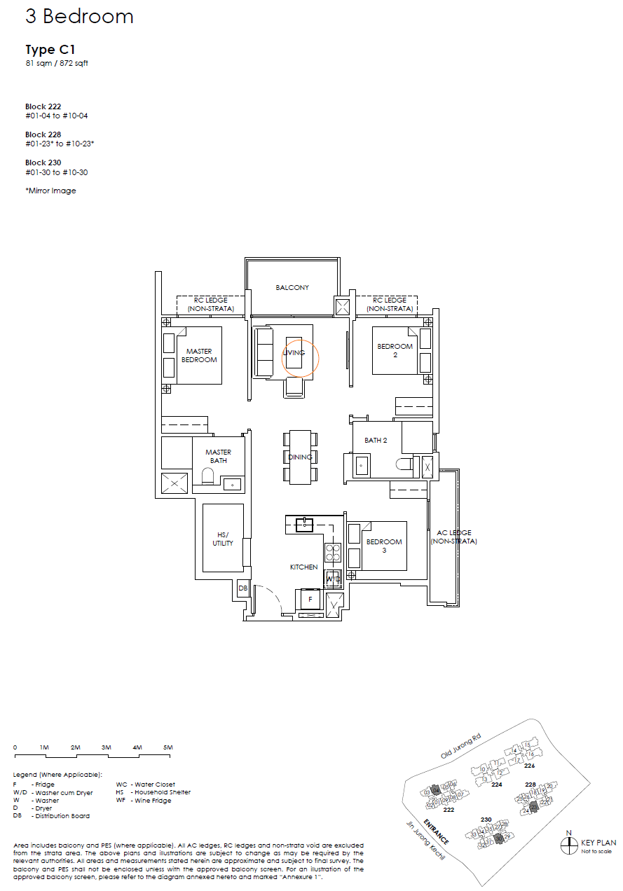 Floor plan, The Sen. Type C1, 872 sq ft. Unit #08-30 at $2,097,000.