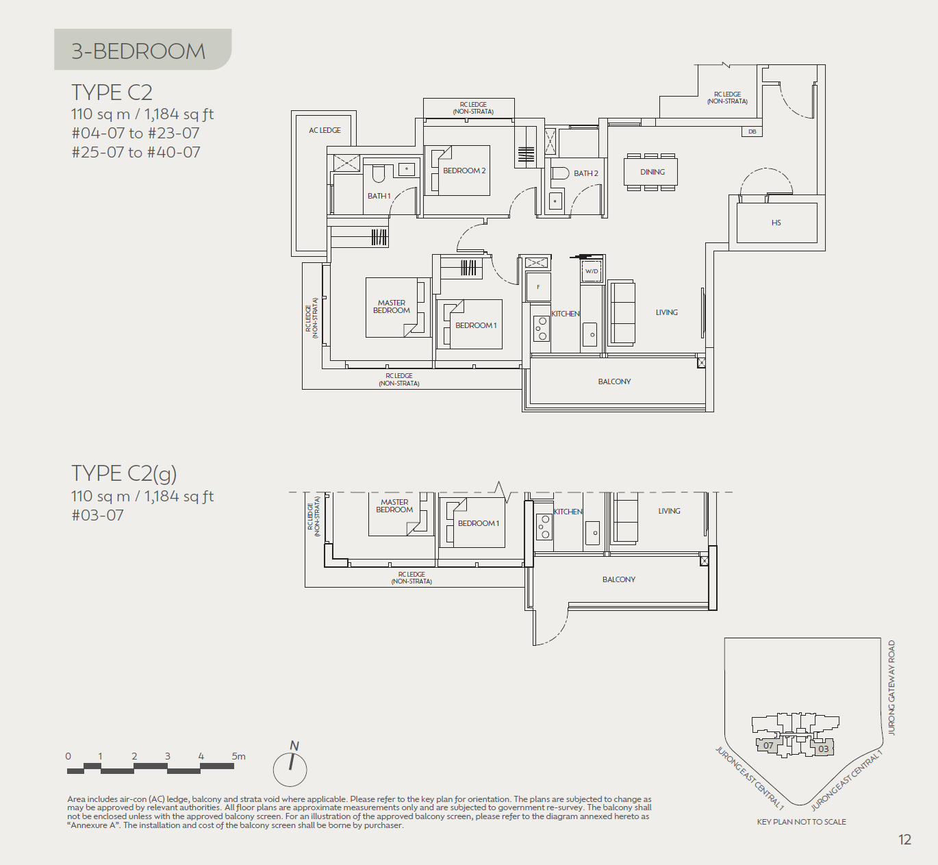 Floor plan, J'den. Type C2, 110 sqm / 1,184 sq ft. Asking $3,090,000.