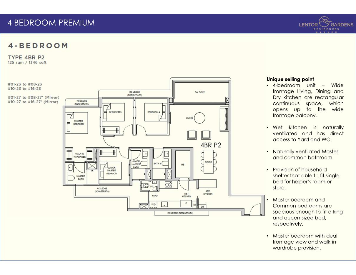 Lentor Gardens Residences floor plan — 4BR P2, 1346 sqft