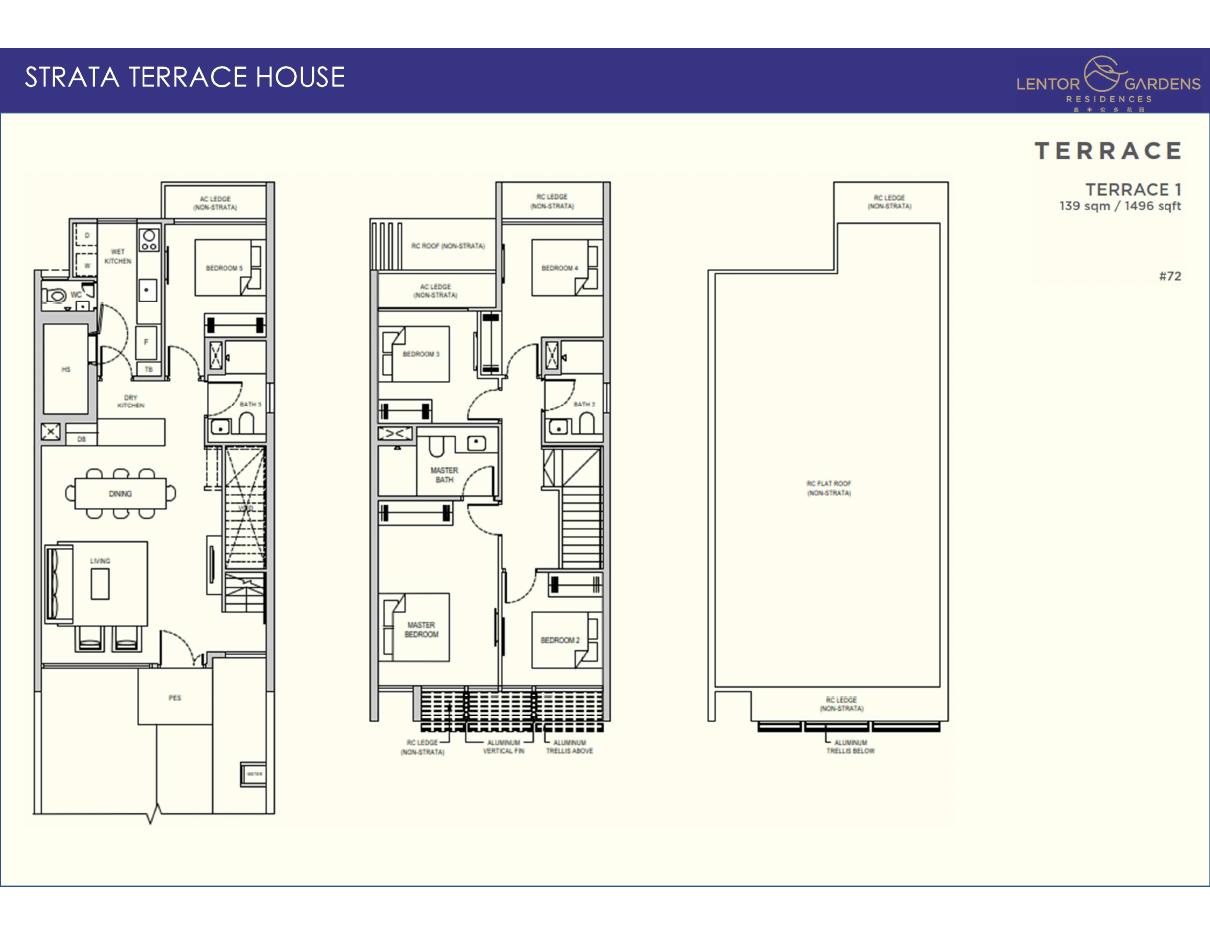 Lentor Gardens Residences floor plan — Terrace 1, 1496 sqft