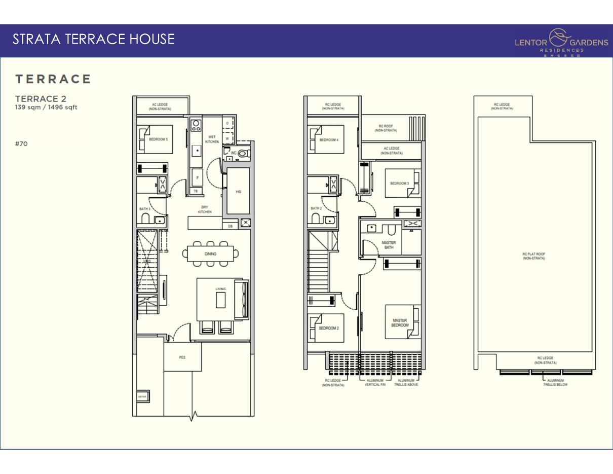 Lentor Gardens Residences floor plan — Terrace 2, 1496 sqft